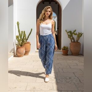 Democracy Bandana Print Patchwork Coastal Rodeo Cowgirl Wide Leg Pants Sz M